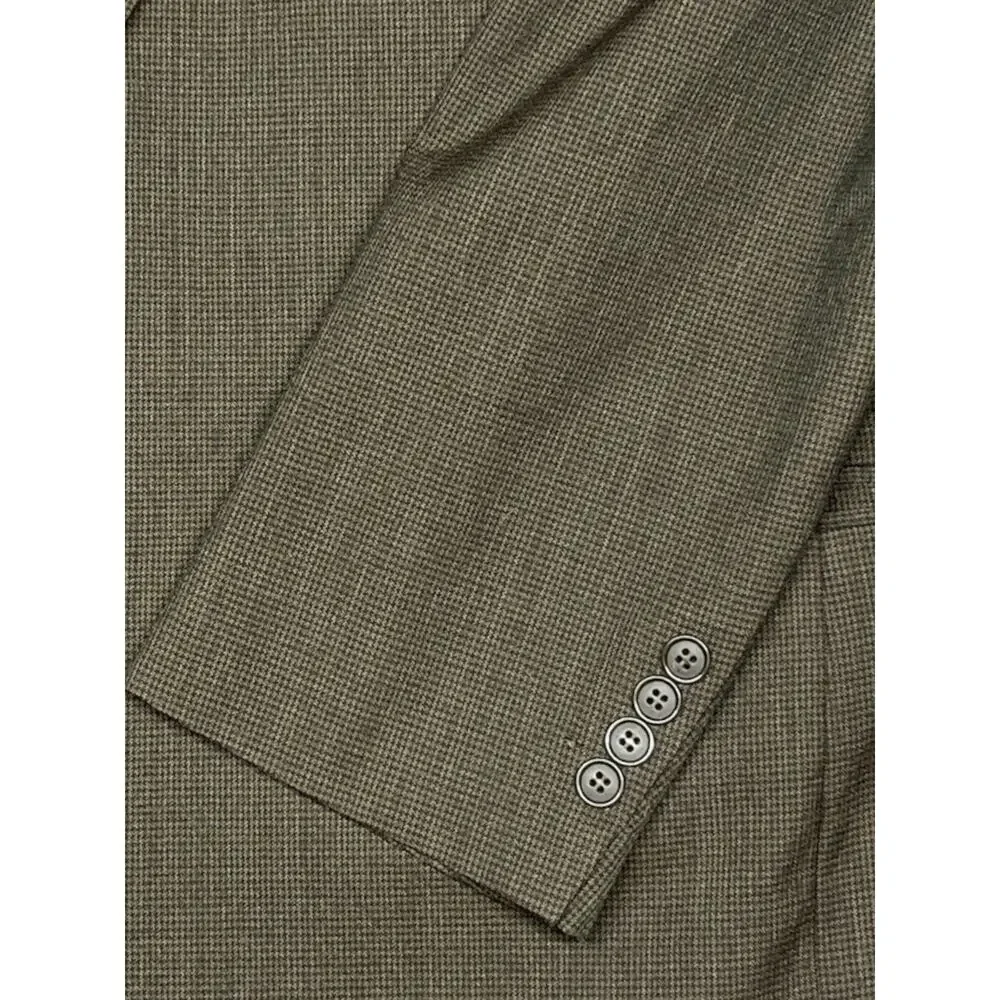 Vintage Stanley Blacker 46L 100% Wool Blazer Brown Micro Check Made in USA